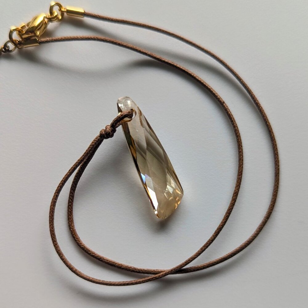 Swarovski Stone Pendant Necklace with Leather Strap